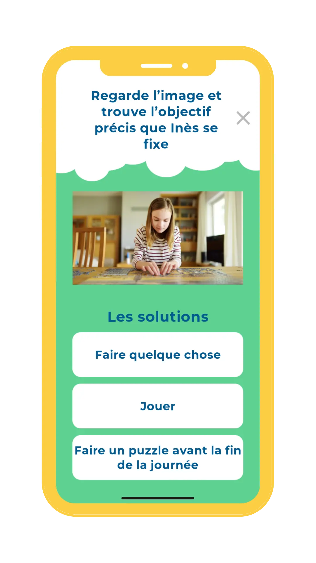 Interface de téléphone. Mini-jeu Soft Kids persévérance