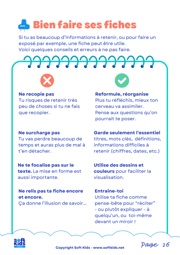 kits devoirs 11-15 ans - méthode fiches