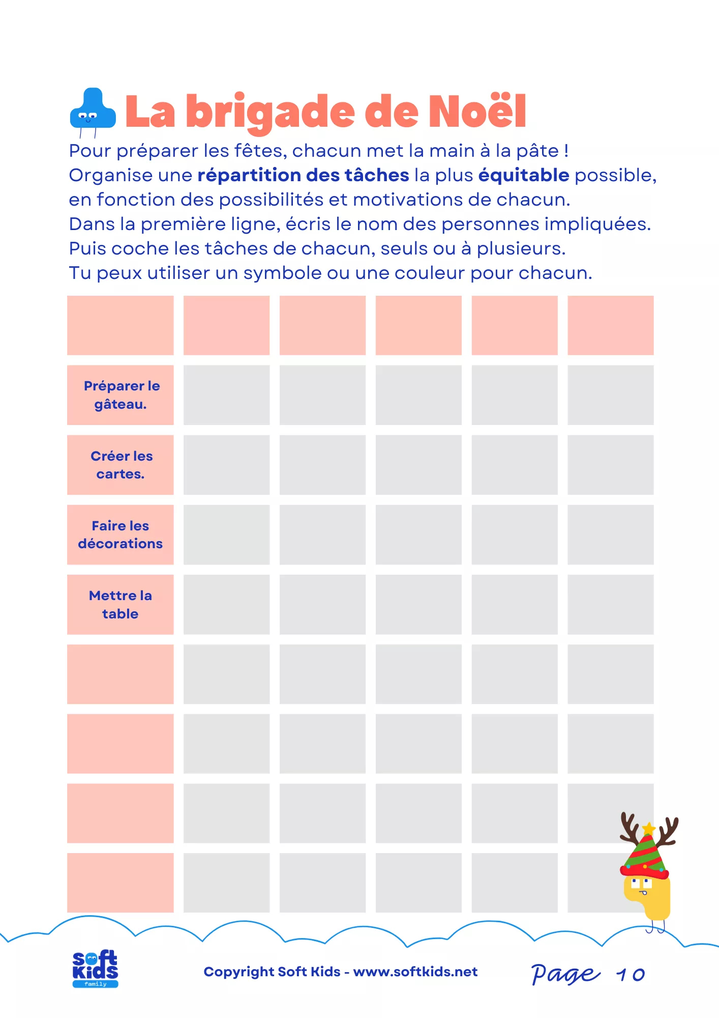 Kit Noël - répartition des tâches